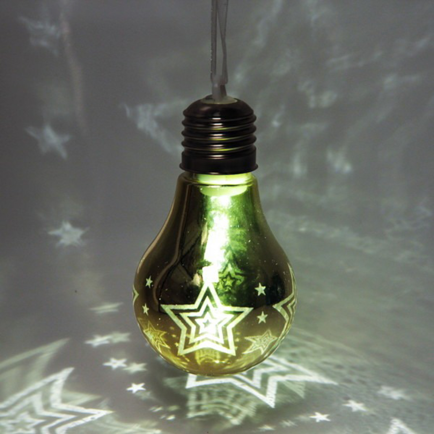 Подвеска ЛАМПА с подсветкой 6*9 см "Звездочка", Золото (подсветка Теплый белый)