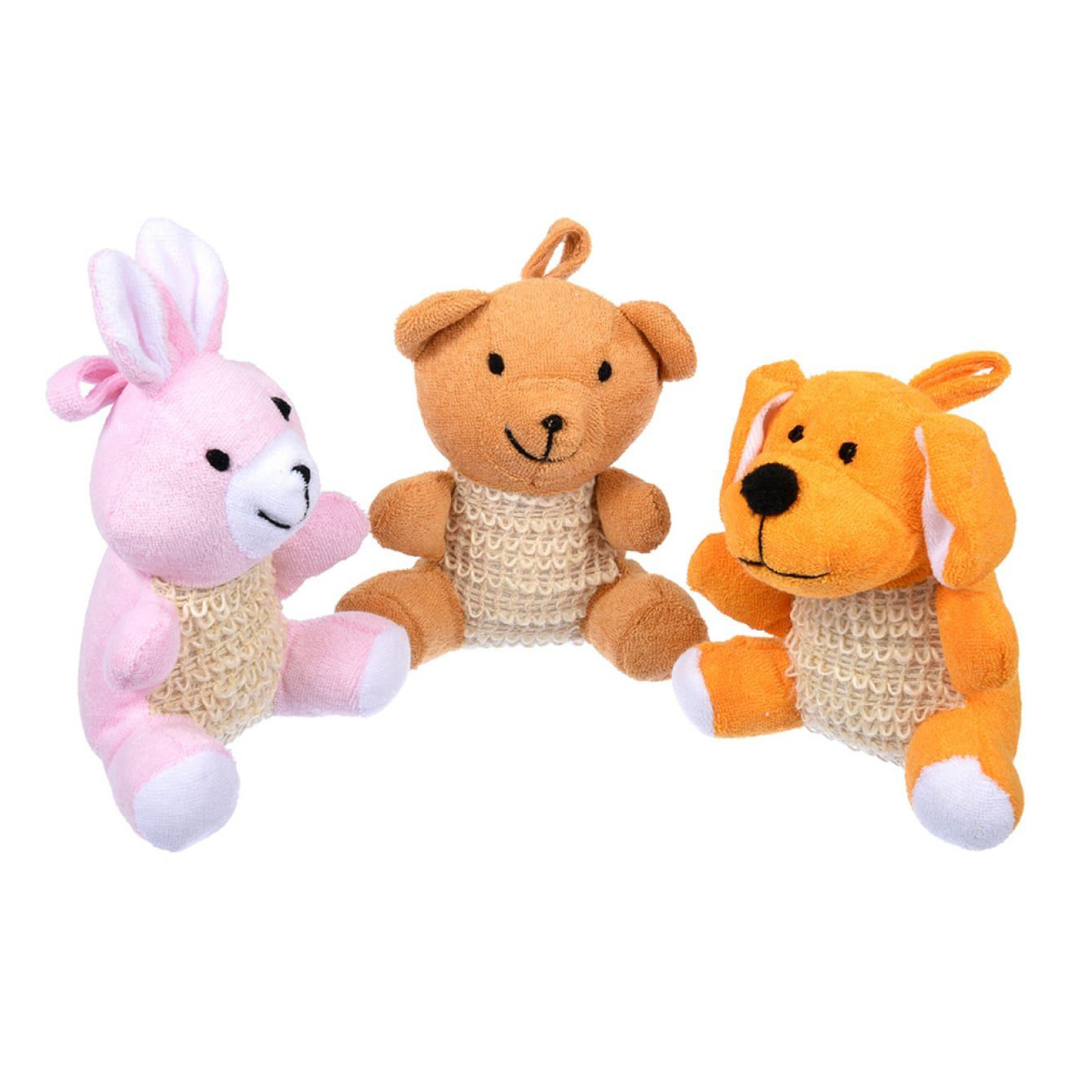 Мочалка из сизаля с хлопком (собачка, мишка, зайка), 10х7х14 см "Банные штучки" /30