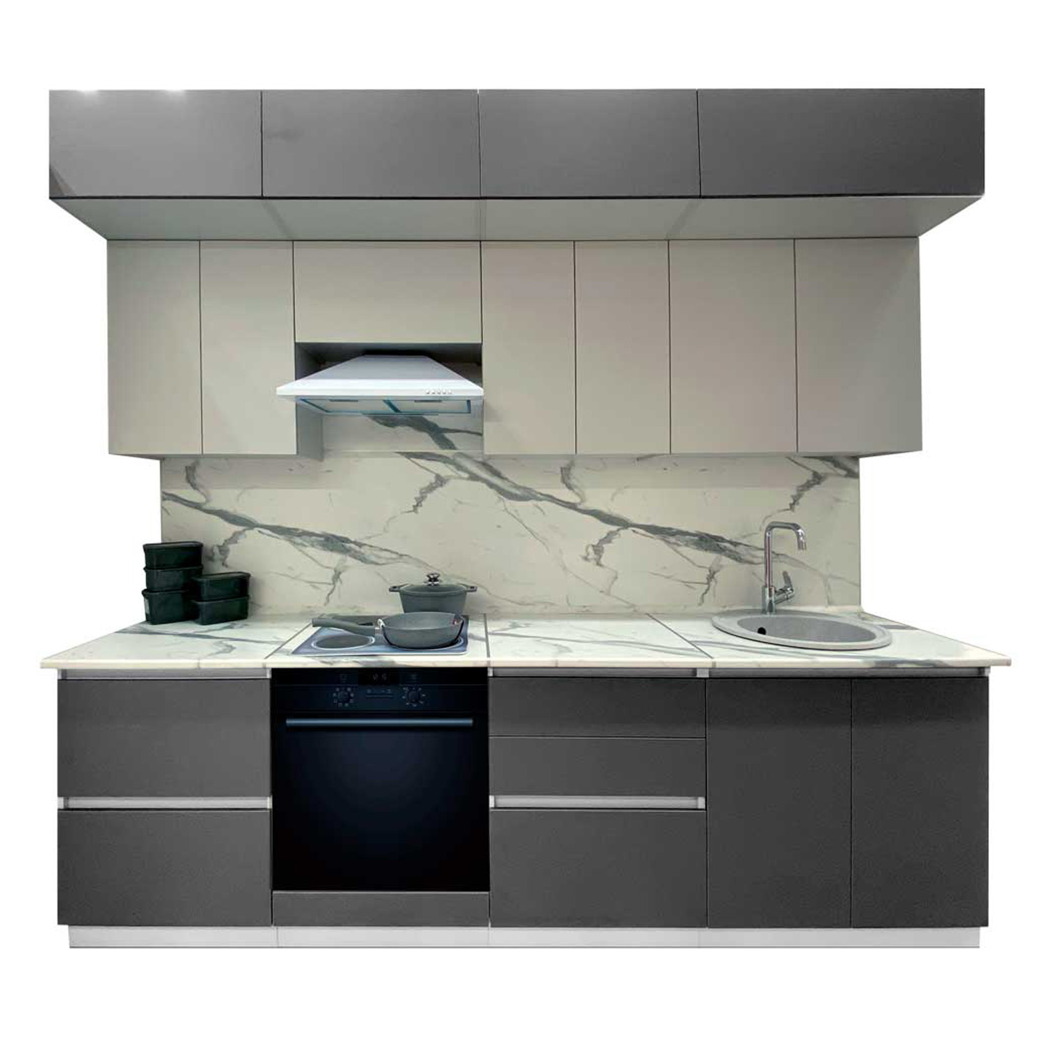 Шкаф напольный 600х850х600 мм BROZEX-WOOD Серый лед, с двумя дверцами, с ящиком, серый / графит