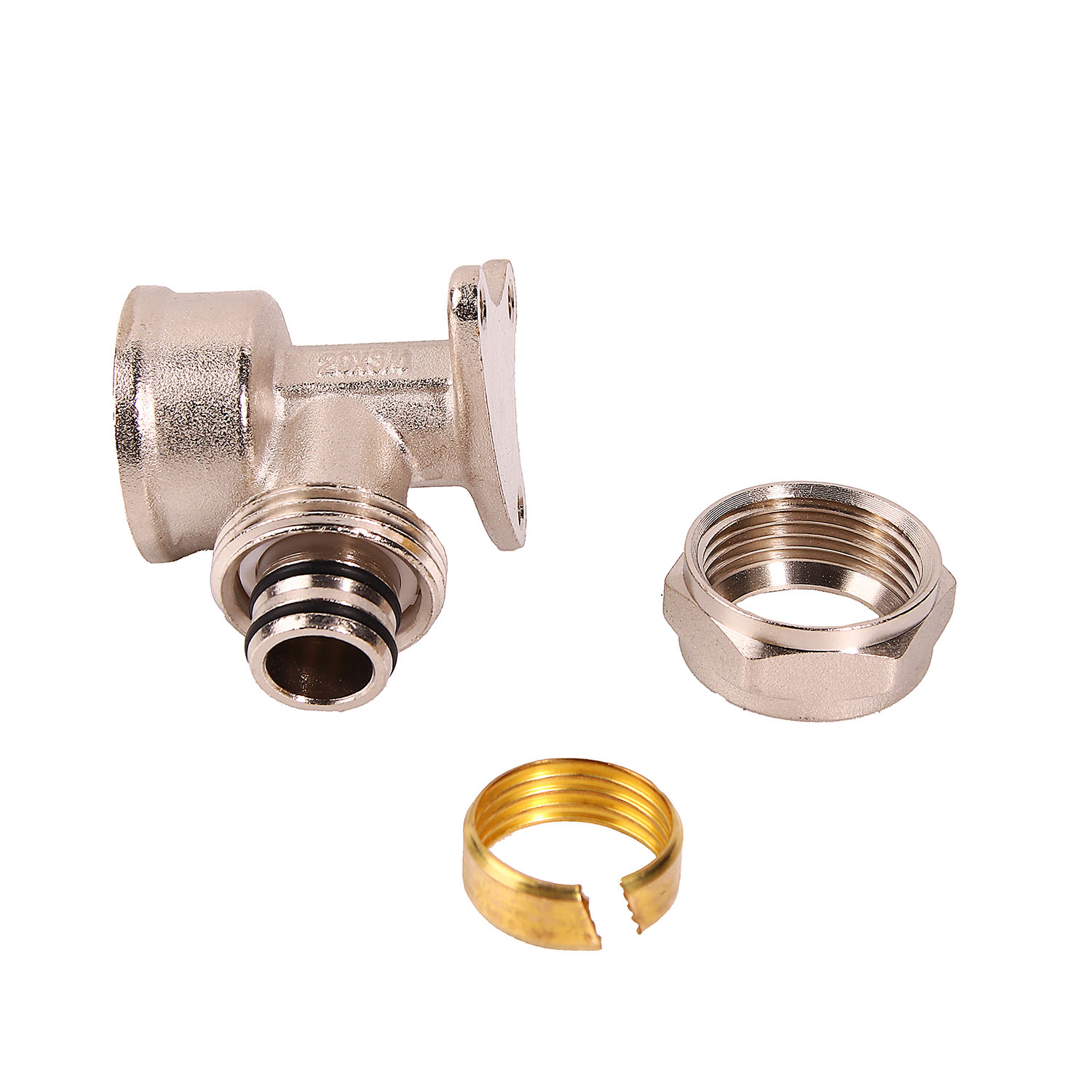 Уголок с креплением 20х3/4"(Ø20) цанга/мама (водорозетка) STI (864) *1/80