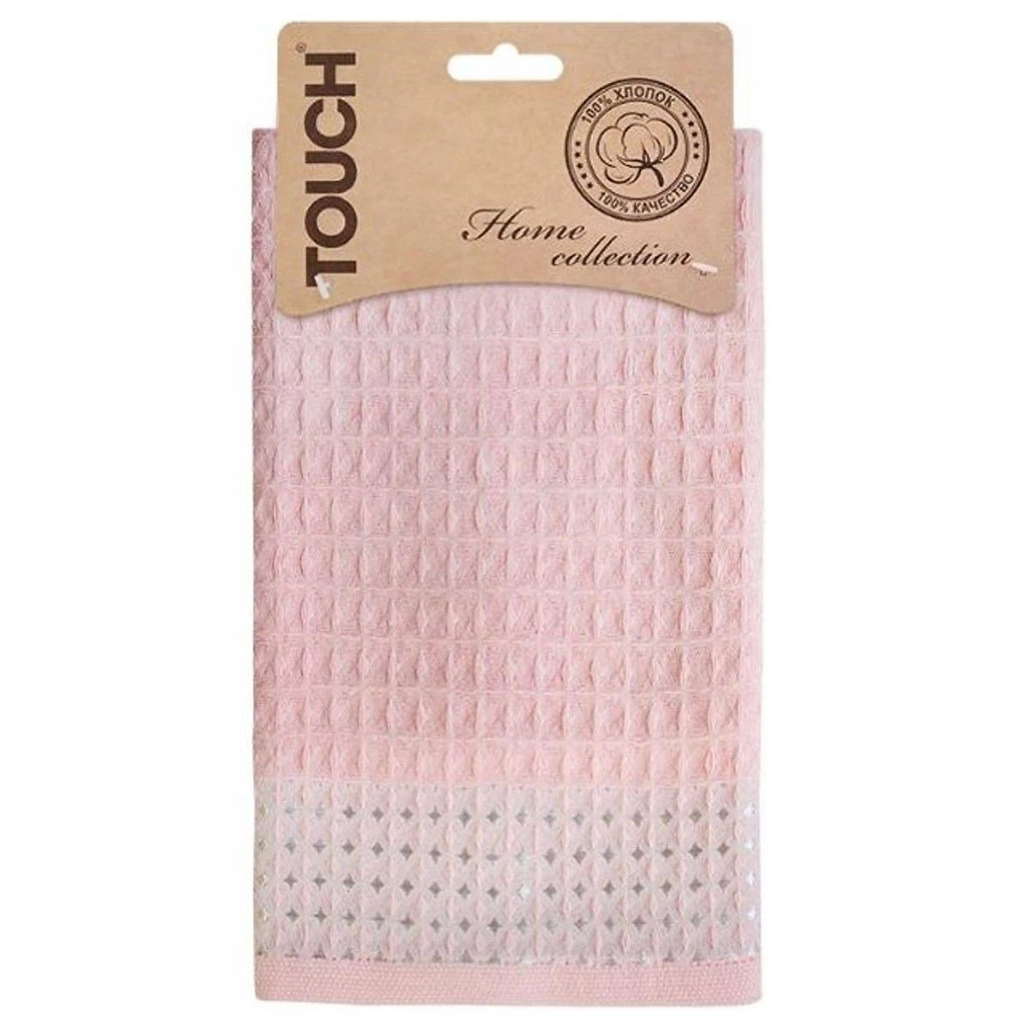 Полотенце вафельное 35*55см на хангере Крупная клетка розовое кружево 150г/м2 Touch *6 Полотенце вафельное 35*55см на хангере Крупная клетка розовое кружево 150г/м2 Touch *6