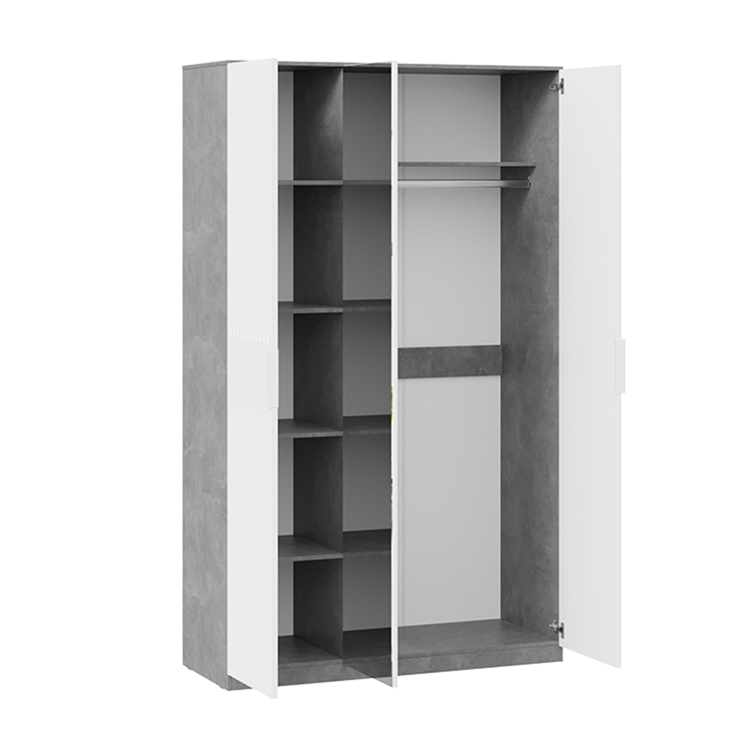 Шкаф 2260*528*1350 с 3 дверками Ателье светлый, Белый матовый Хилтон ТриЯ*1