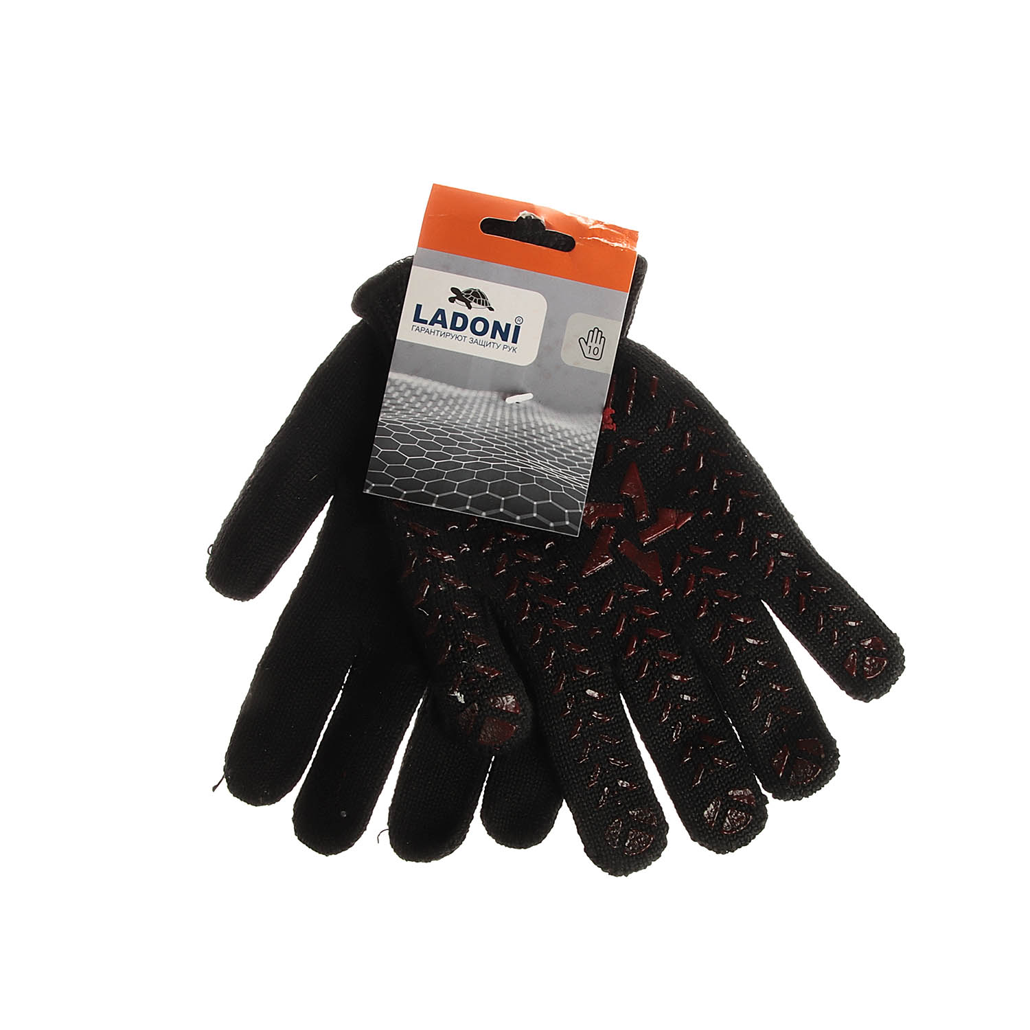 Перчатки ХБ с ПВХ рис 7кл (5 нити) 90гр черн/желт, оверлок (арт.562) Doloni/Ladoni 10/200