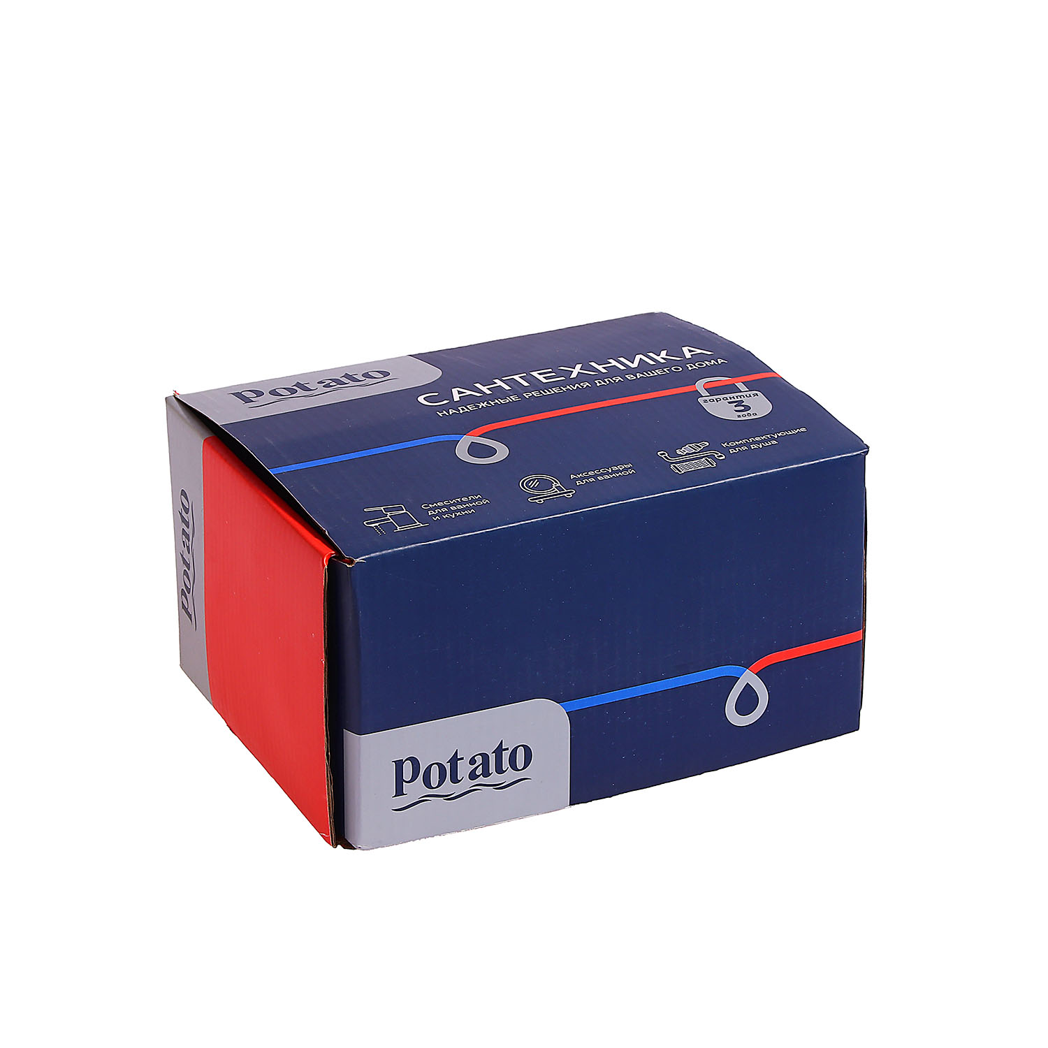 Смеситель для ванны Potato P1409, с комплектом, короткий излив, однорычажный