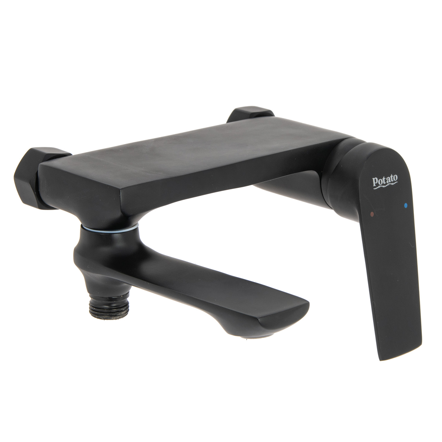 Смеситель для ванны "Potato" P30167-6 короткий излив (черный матовый) *1/10