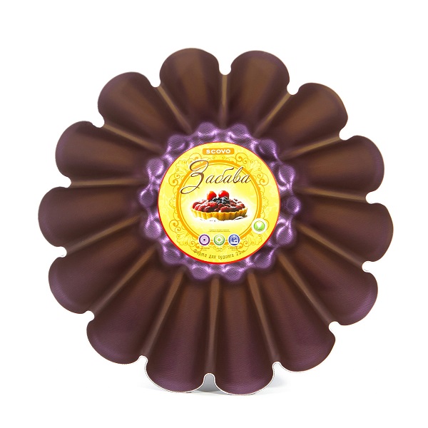 Форма для выпечки алюм.а/приг. d22см, выс.9см волн.борт Пурпурный RZ-050P "Scovo" *1/20