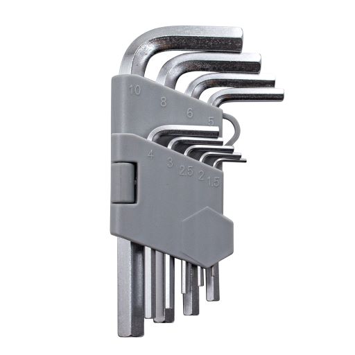 Набор ключей имбусовых НЕХ короткие сатин1,5-10 мм 9ШТ.арт.43-2-100 Ремоколор *1/10/40