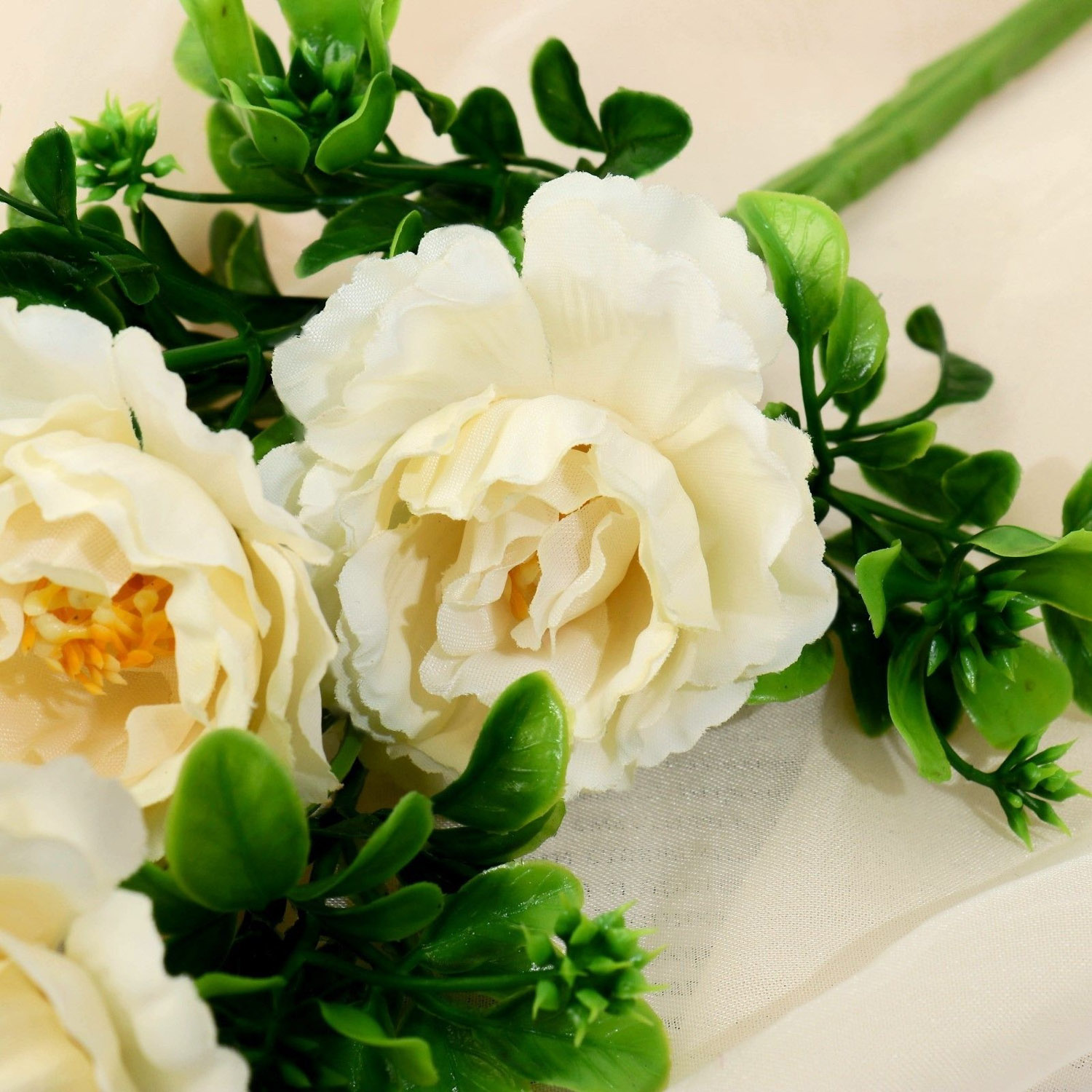 Цветы искусственные"Пион ветка" d-6 см 36 см, молочный 7444057