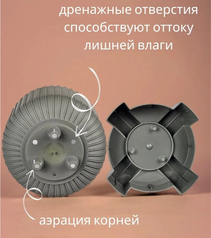 Кашпо пластм. "Торин" 5,2л d верха 205мм h 205мм с поддоном Серый 5 0806 PL *1/4