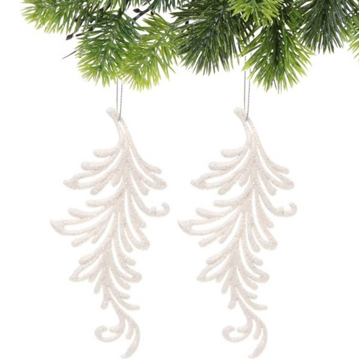 Подвеска "Волшебное перо" 10 см (набор 2 шт), белый