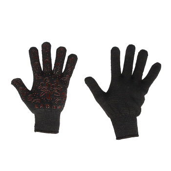 Перчатки ХБ с ПВХ рис 10кл (3 нити) черные с красным рис. (622Р) Doloni *10/200/400