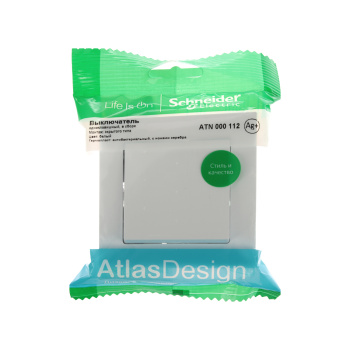 Выключатель "ATLAS DESIGN" СП 1кл. белый 10АХ в сборе SchE ATN000112 *1/15/90