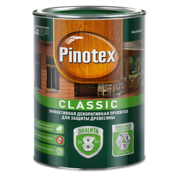 Защитно-декоративное покрытие для древесины Pinotex Classic, 1 л, бесцветный Защитно-декоративное покрытие для древесины Pinotex Classic, 1 л, бесцветный