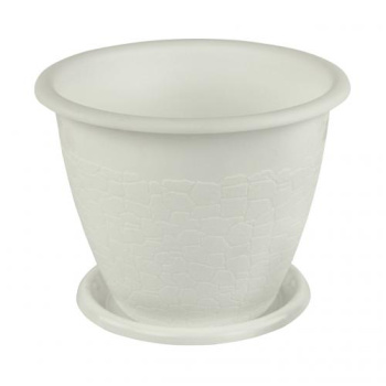 Кашпо пластм. "Розалия" 1,2л d верха 150мм h 115мм с поддоном Белый М1424 (ЗПИ "Альтернатива") *1/25