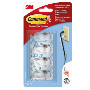 Клипсы самоклеющиеся пластм. д/провода Прозр.Компл.4шт(+1см.кл.пол.)17301CLR Command(3M™)