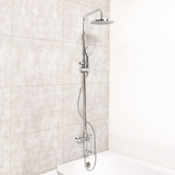 Смеситель д/ванны со стойкой для душа + ручной и тропический душ GROSS AQUA GA9005SMD01 *1 Смеситель д/ванны со стойкой для душа + ручной и тропический душ GROSS AQUA GA9005SMD01 *1