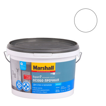 Краска латексная для стен и потолков 2,5 л EXPORT-7  моющаяся матовая База BW *1