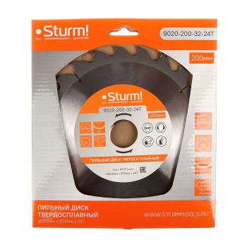 Диск пильный 200*32,0мм 24 зубьев по дереву (9020-200-32-24Т) Sturm *1/10/40