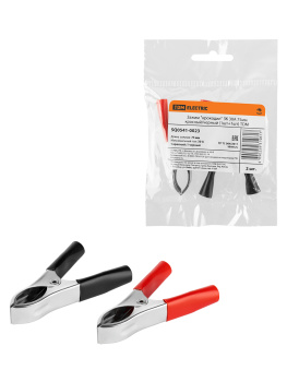 Зажим "крокодил" ЗК 30А 75мм красн/черн (2шт) TDM SQ0541-0023  *1/10/