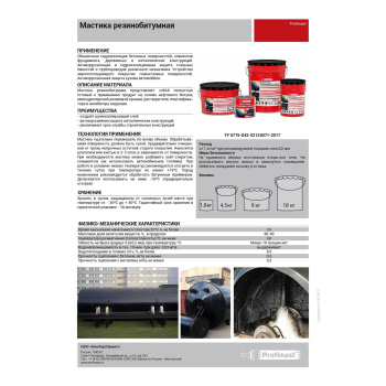 Мастика резинобитумная 5 л Profimast, гидроизоляционная