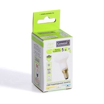 Лампа светодиодная GENERAL, Е14, рефлектор R39, 5 Вт, 280 Лм, холодный белый свет