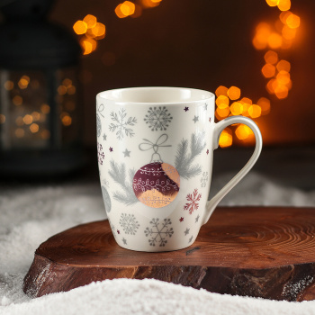 Кружка "Новый год" фарфор. 350мл "Новогодний шар" 4274045 "Доляна" *12/48