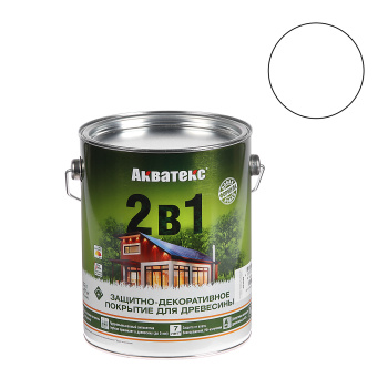 Защитно-декоративное покрытие 2.7 л для древесины АКВАТЕКС 2 в 1, алкидное, белый