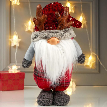 Кукла интерьерная "Дедушка в колпаке с пайетками и рожками" 48х17х12 см 4822657