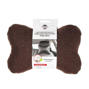 Подушка автомобильная, для шеи, лен, коричневый, 18х26 см 5267047