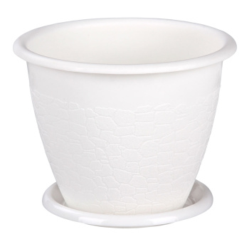 Кашпо пластм. "Розалия" 1,2л d верха 150мм h 115мм с поддоном Белый М1424 (ЗПИ "Альтернатива") *1/25
