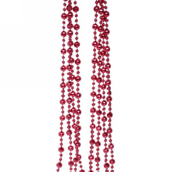 Бусы на елку 2,5м Шарик Дискобол d-5мм, Рубин