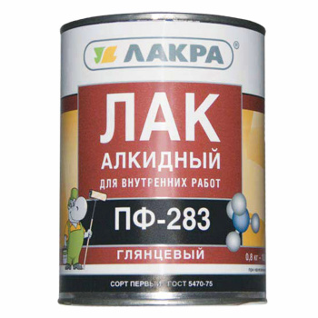 Лак ПФ-283 для внутренних работ по дереву и металлу глянцевый 1,8 кг Лакра *16252