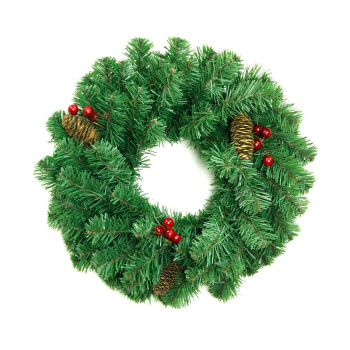 Украшение новогоднее "Венок новогодний", ПВХ, с шишками и ягодами, диаметр 40 см