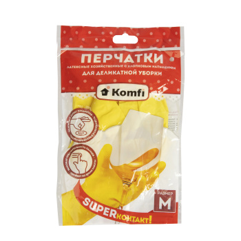 Перчатки латексные с хлопк.напыл."Делик.уборка" Прочные M(средний) 1пара DGL017L "Komfi"*12/240 Перчатки латексные с хлопк.напыл."Делик.уборка" Прочные M(средний) 1пара DGL017L "Komfi"*12/240