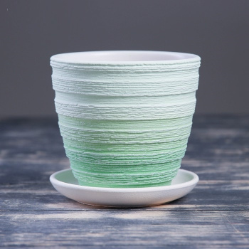 Кашпо керам. Крокус Букле 0,7л d верха 117мм h107мм с поддоном Зеленый №1 КС-К1-196-01 *16