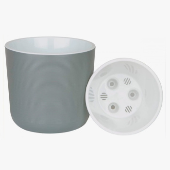 Кашпо пластм. "Лион" 5,6л d верха 210мм h195мм со вставкой Серый муссон ЛИ21-70 *1/4
