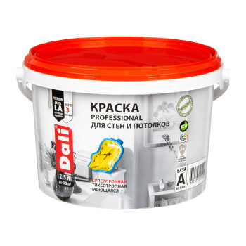 Краска акриловая для стен и потолков 2,5 л ДАЛИ PROFESSIONAL моющаяся матовая База А *1/120
