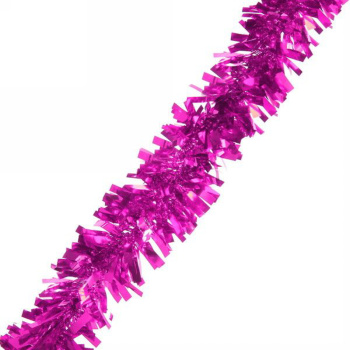 Мишура 2 м, 7 см, "Золотые блики", фуксия